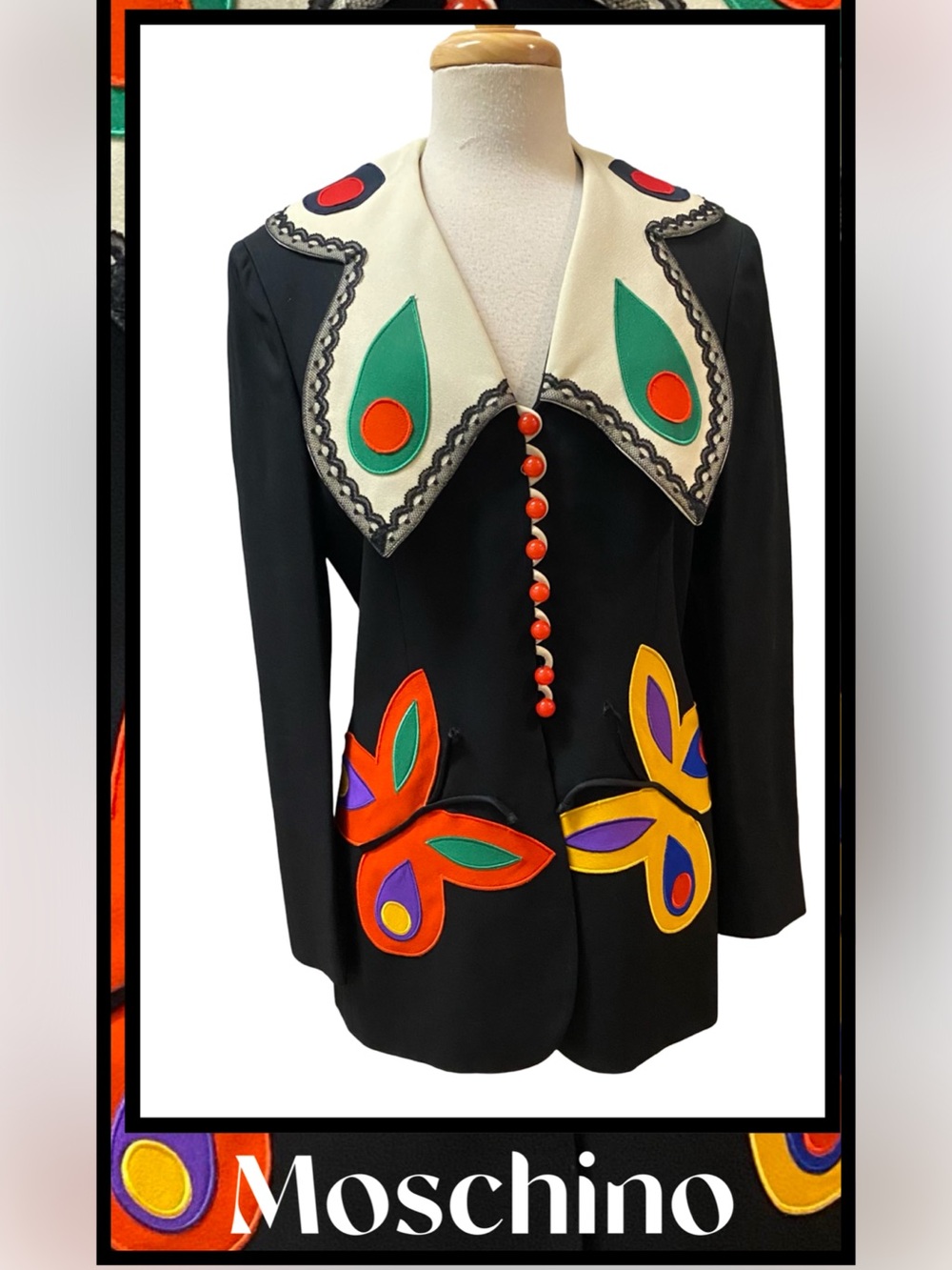 MOSCHINO Cheap & Chic Italy Butterfly Jacket Collectible Like NEW Sz 46/12 Rare